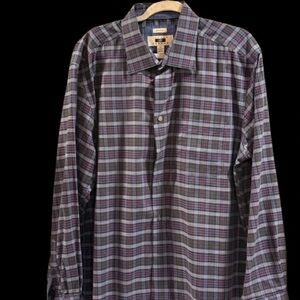 Joseph Abboud Men's Plaid Shirt - Blue and Purple